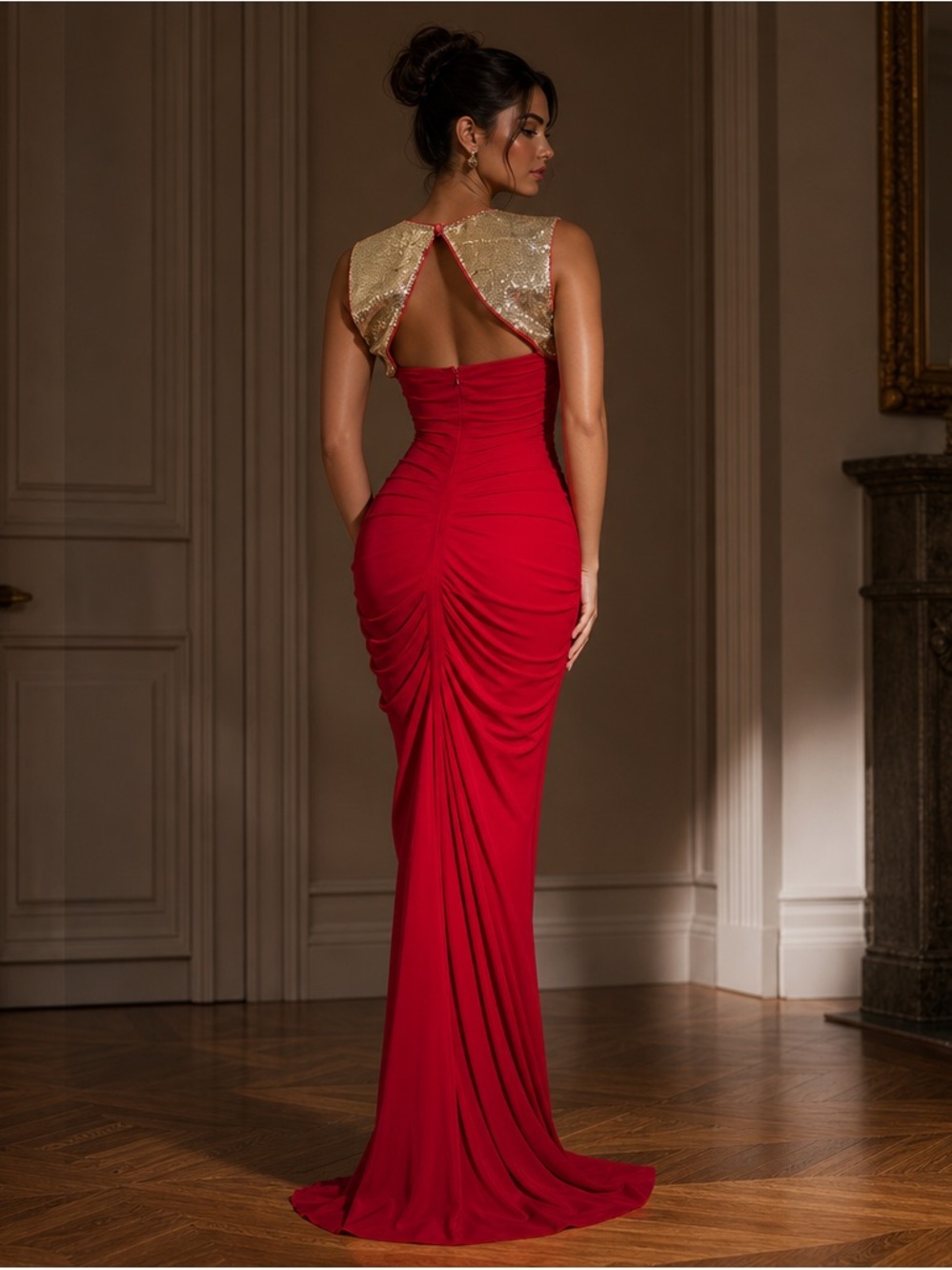 STUNNING CALVIN KLEIN RED EVENING
GOWN - SIZE 2**